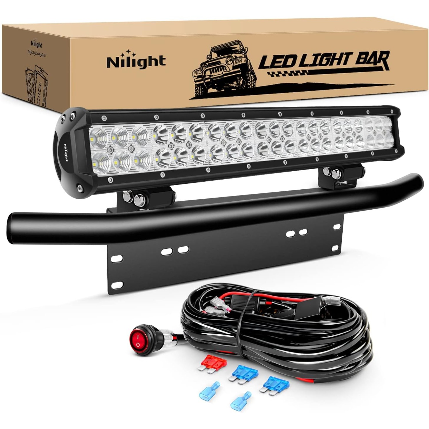 Flood Tray Table - Nilight 20-calowa listwa świetlna LED 126W,