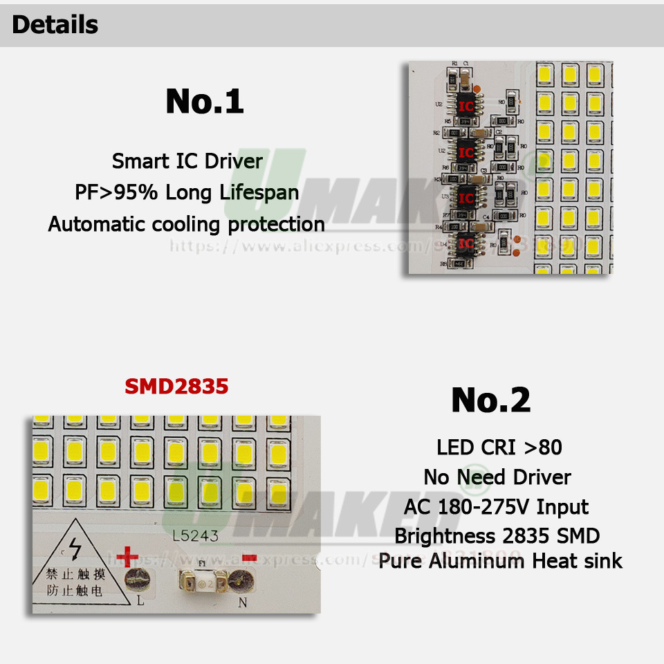 AC220V LED PCB 10W 20W 30W 50W – Flood Tray Table recenzja i cena