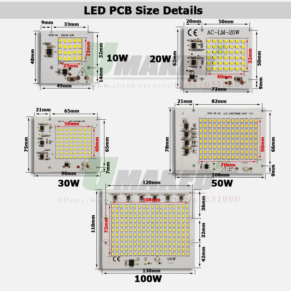 AC220V LED PCB 10W 20W 30W 50W – Flood Tray Table recenzja i cena